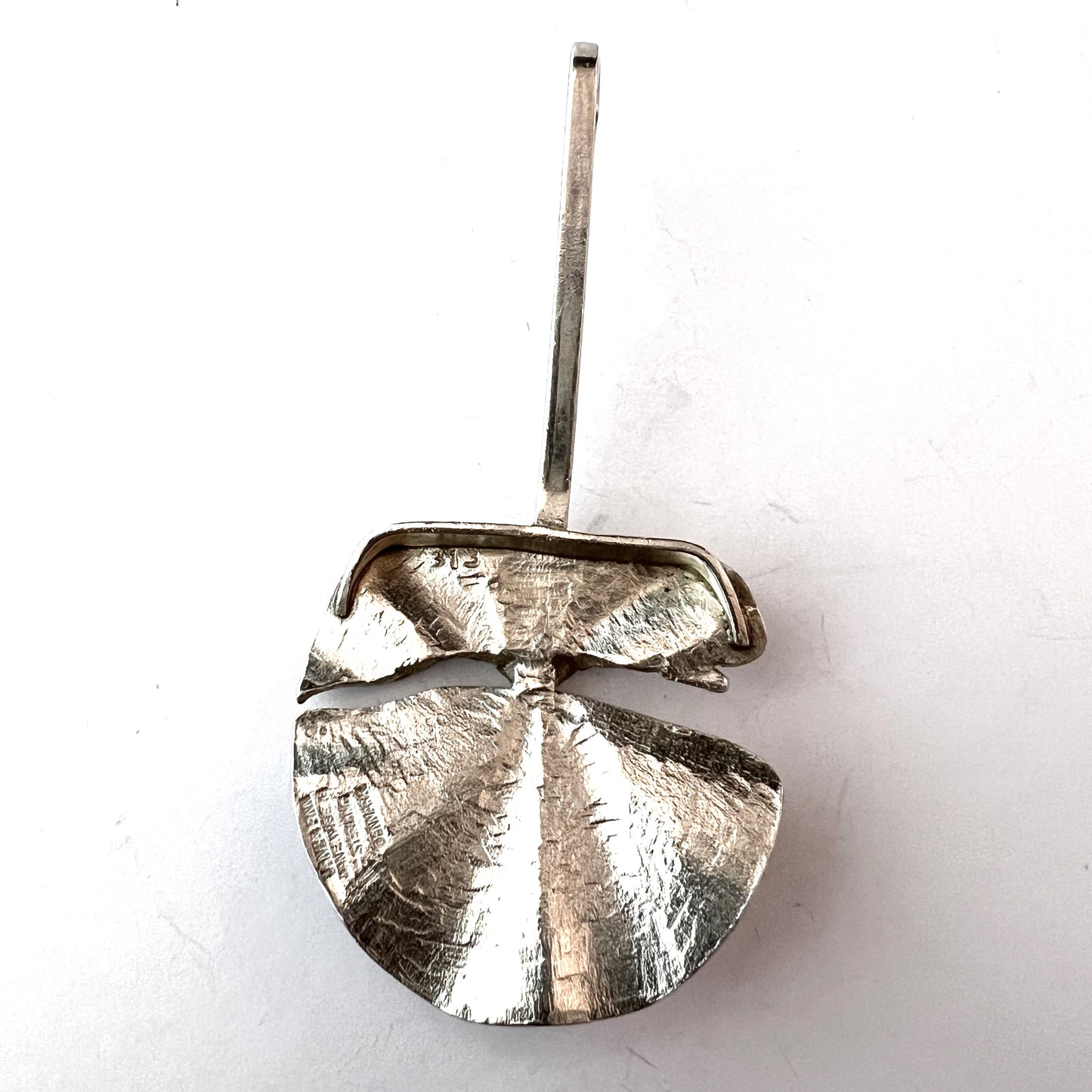 Jane Wiberg, for Jane & Finn, Denmark 1970s. Large Vintage Modernist Sterling Silver Pendant. Signed