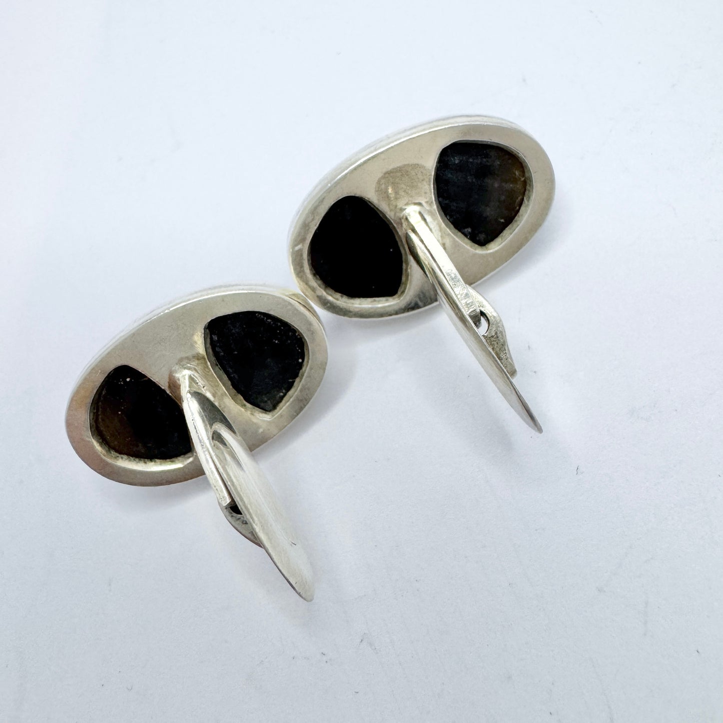 Victor Janson, Sweden 1970s. Sterling Silver Hardstone Cufflinks.