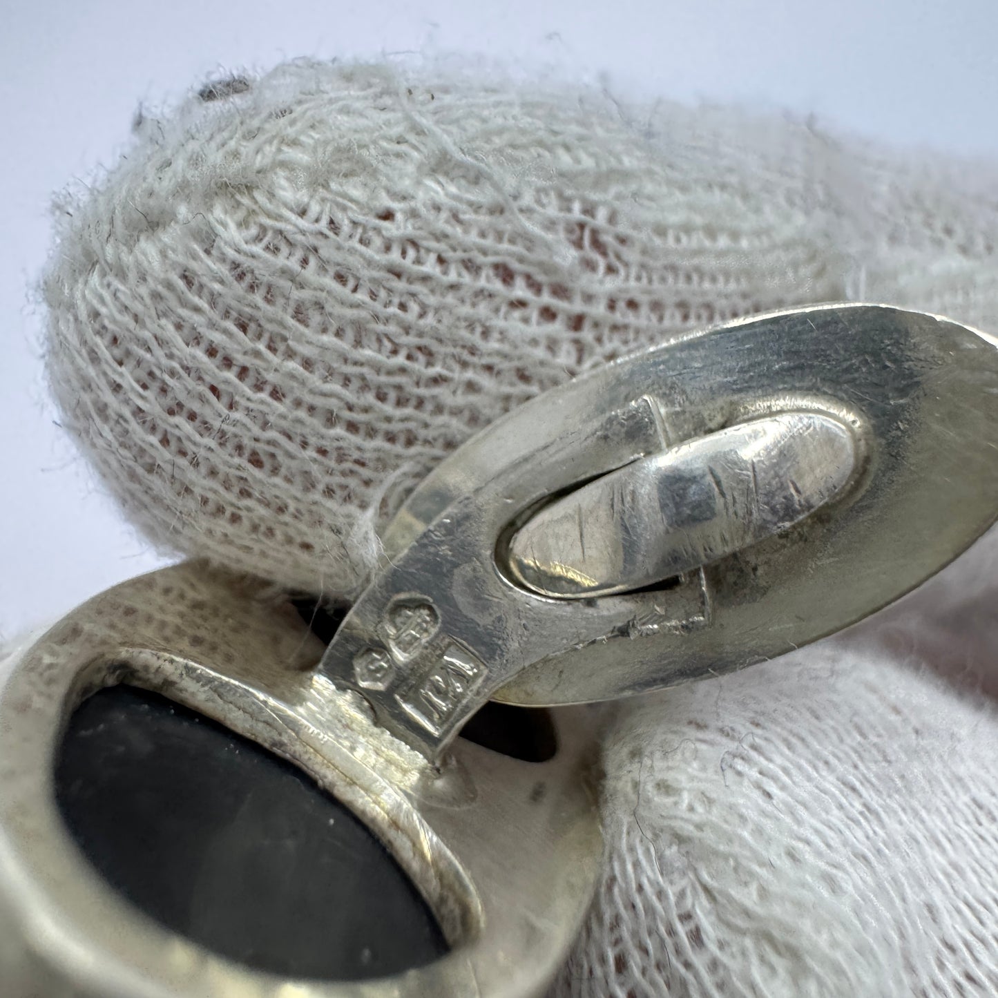 Victor Janson, Sweden 1970s. Sterling Silver Hardstone Cufflinks.