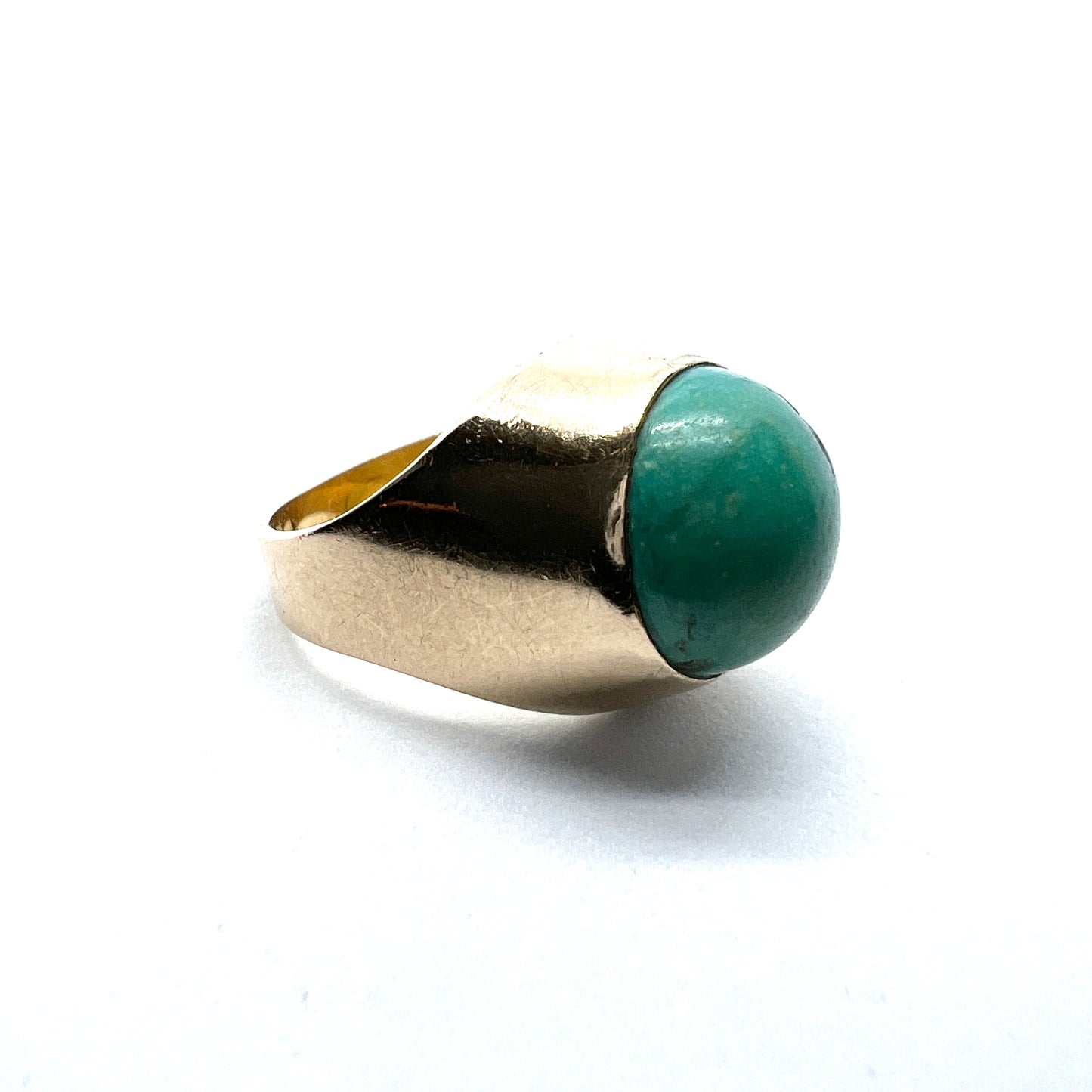 Svedbom, Sweden 1970. Vintage Modernist 18k Gold Turquoise Pinky Ring. 7.6 gram