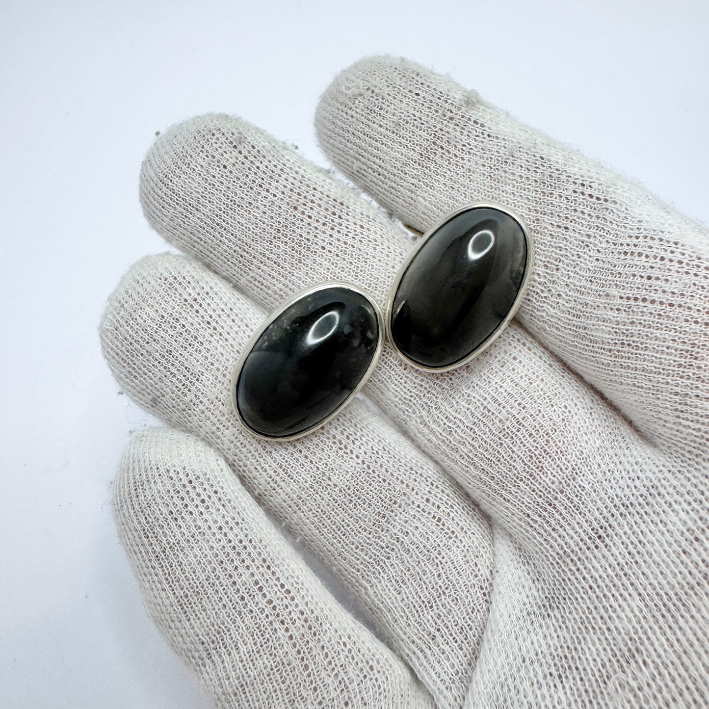 Victor Janson, Sweden 1970s. Sterling Silver Hardstone Cufflinks.