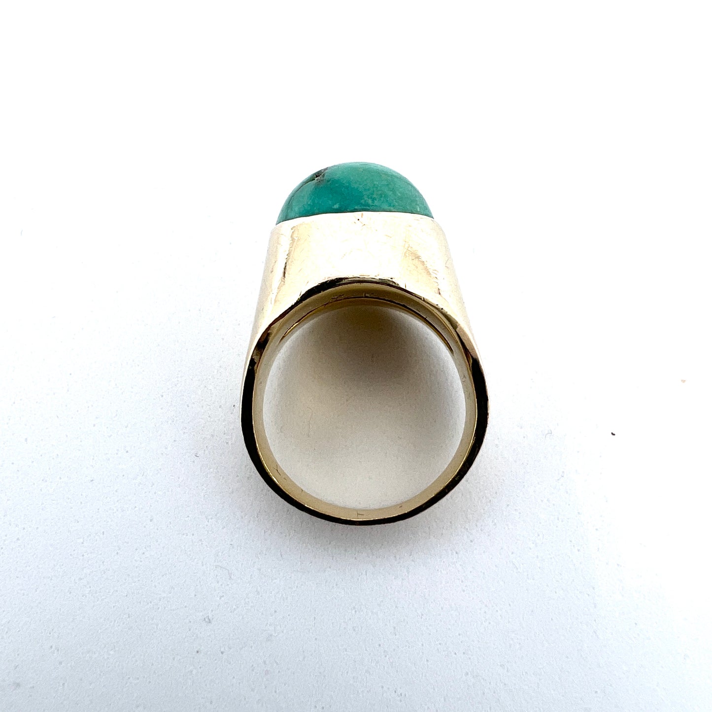 Svedbom, Sweden 1970. Vintage Modernist 18k Gold Turquoise Pinky Ring. 7.6 gram