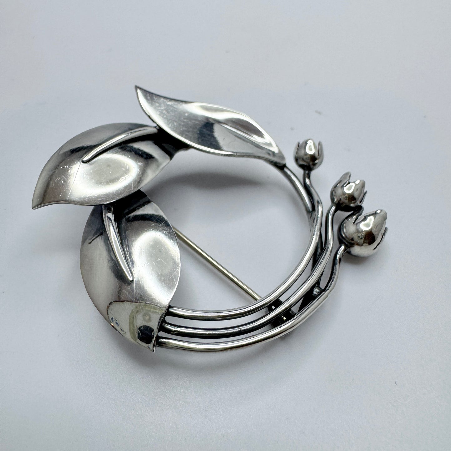 Gertrud Engel for Michelsen, Sweden 1952. Vintage Sterling Silver Brooch. Signed.