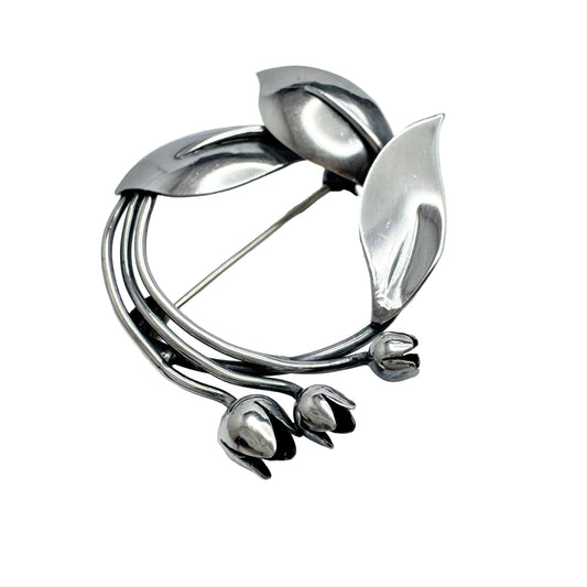 Gertrud Engel for Michelsen, Sweden 1952. Vintage Sterling Silver Brooch. Signed.