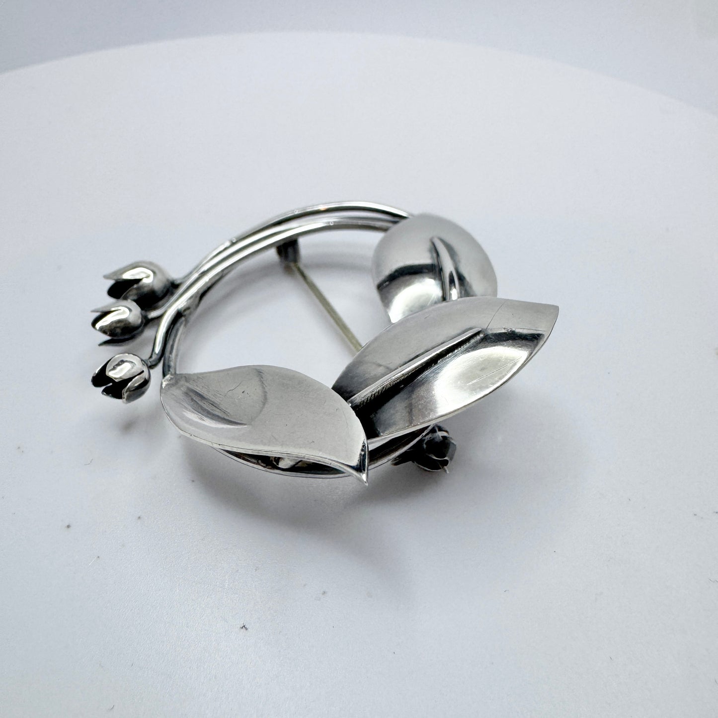 Gertrud Engel for Michelsen, Sweden 1952. Vintage Sterling Silver Brooch. Signed.