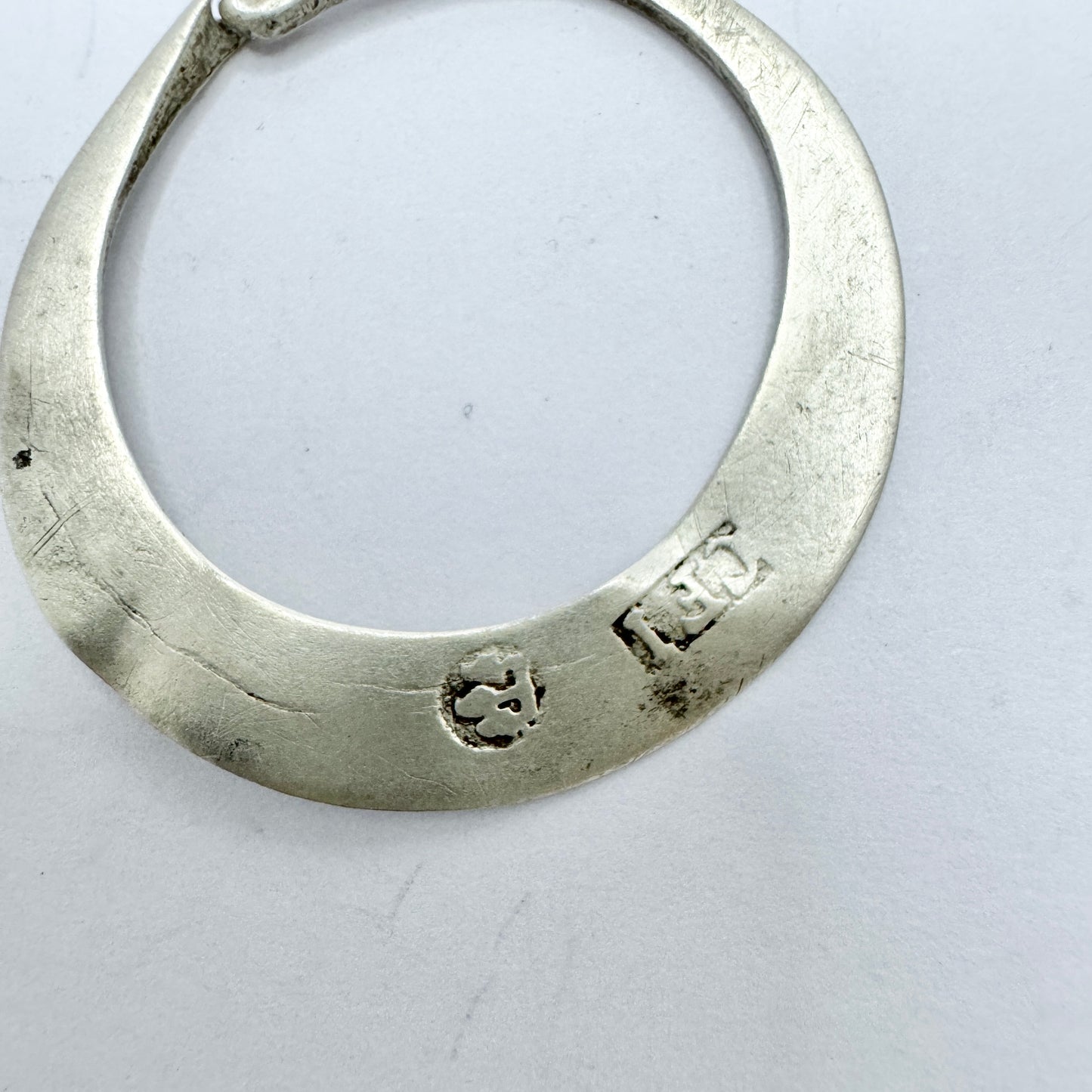 Carl Fredrik Jonssén, Sweden 1831-59. Antique Victorian Solid Silver Single Earring.