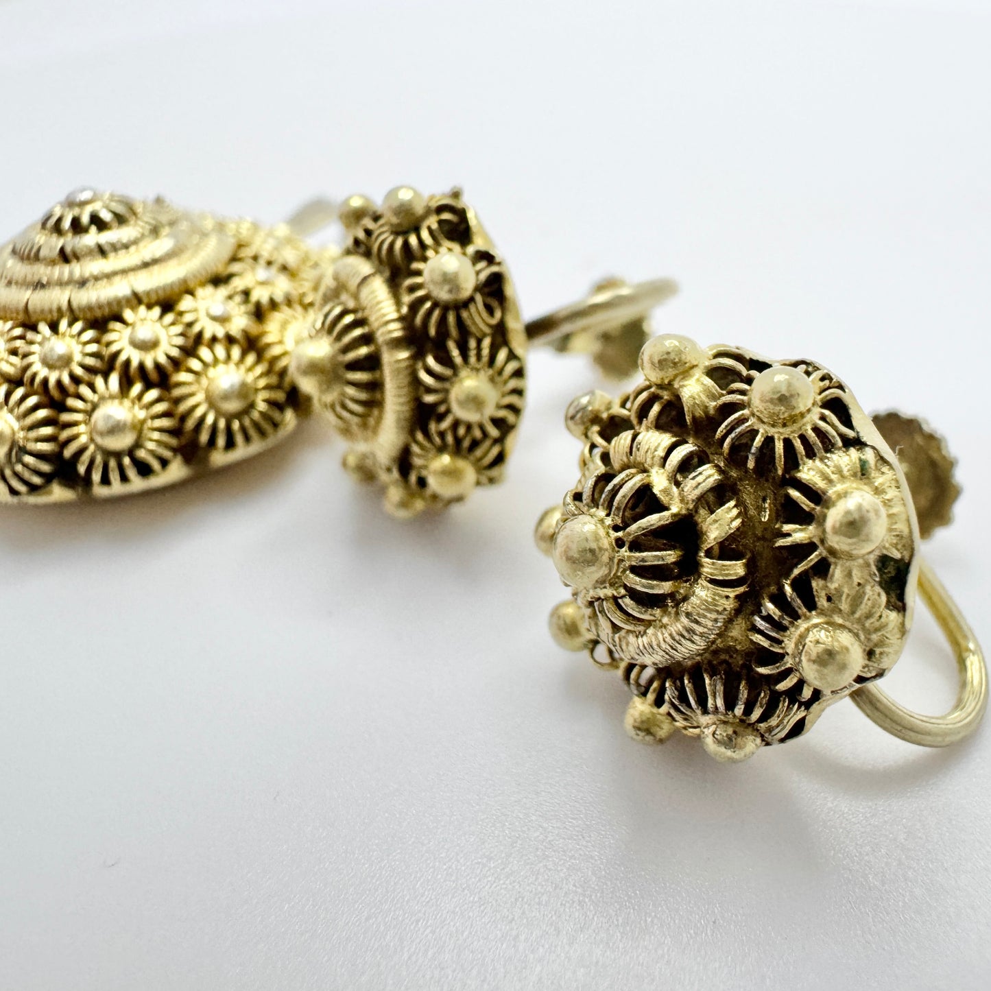 Sweden. Antique mid 1800s Silver Buttons Converted to Pendant and Earrings.