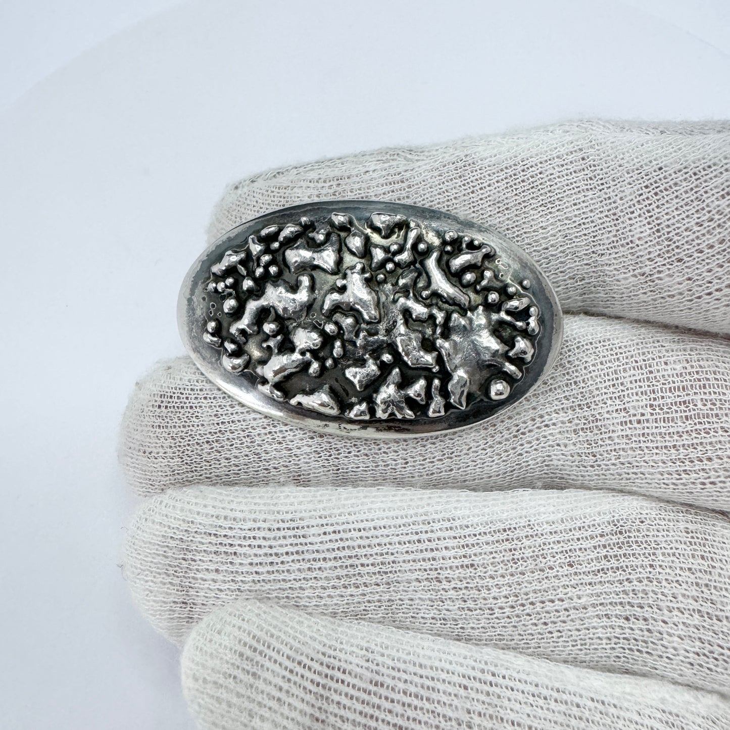 Jase, Finland, 1965 Vintage Solid Silver Brooch. Marked Handmade.