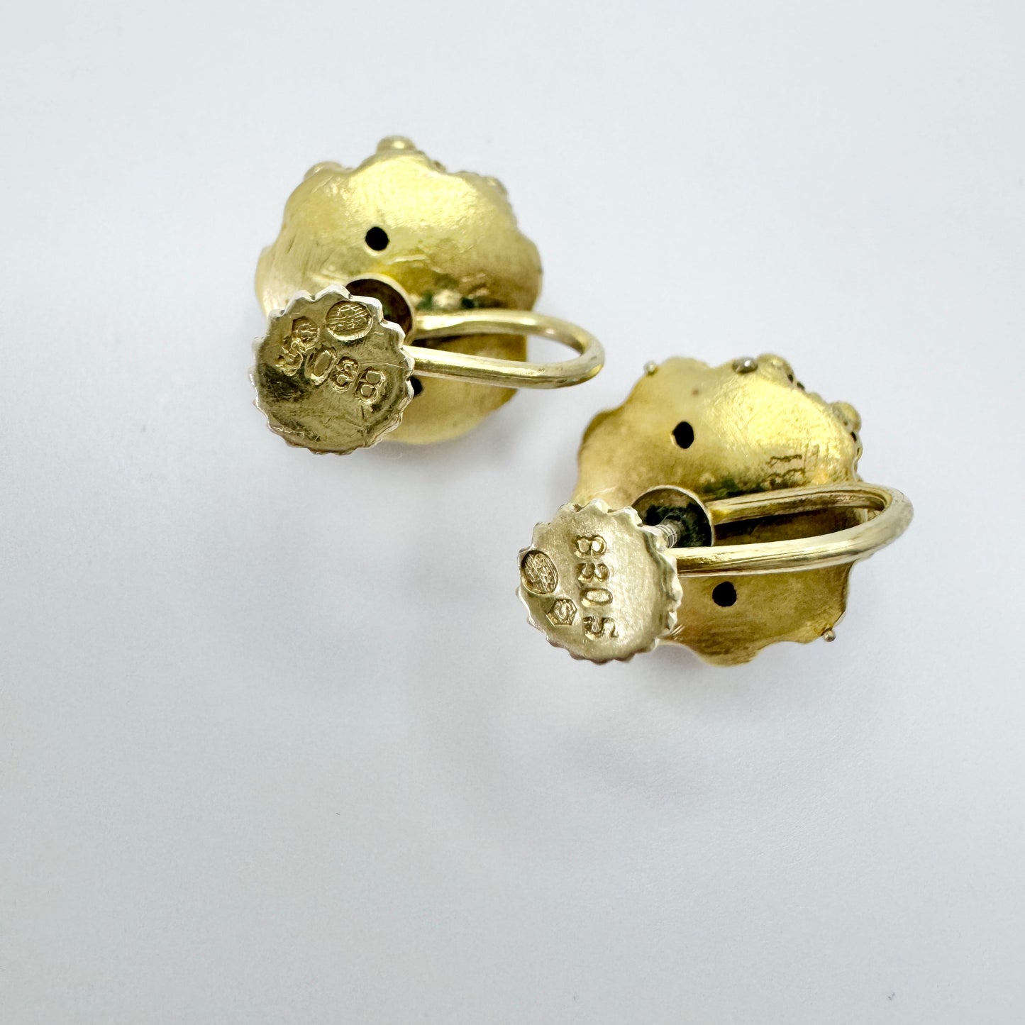 Sweden. Antique mid 1800s Silver Buttons Converted to Pendant and Earrings.