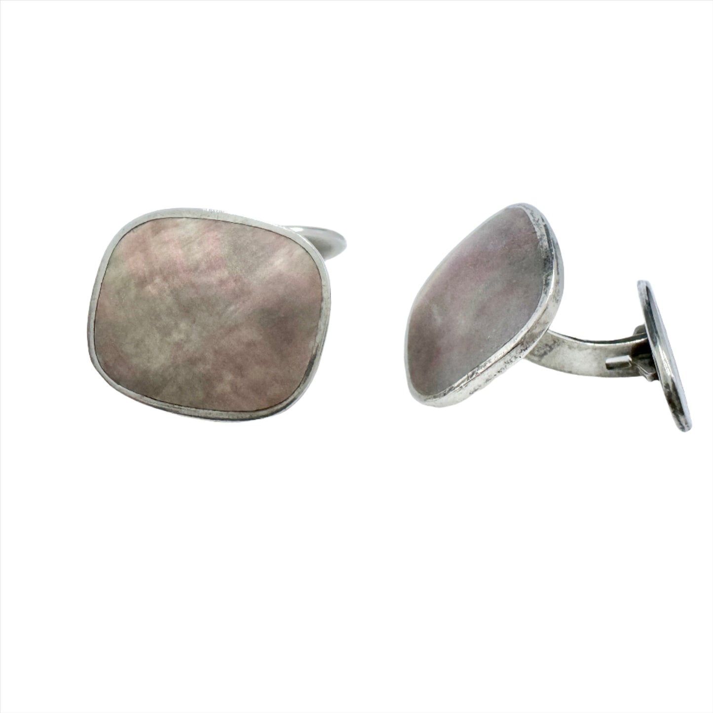 Franz Scheurle, Germany 1960s. Vintage Solid Silver Mother of Pearl Cufflinks.