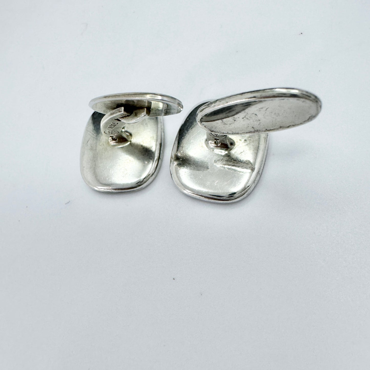 Franz Scheurle, Germany 1960s. Vintage Solid Silver Mother of Pearl Cufflinks.