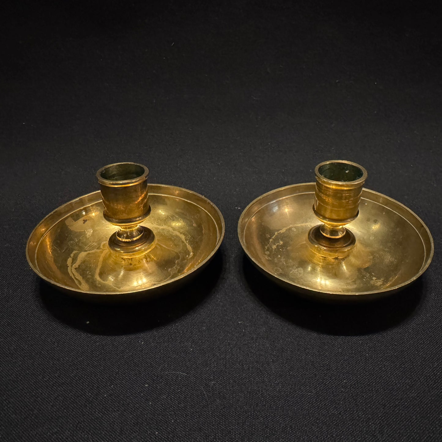 Antique ca 1900. Brass Travel Candle Holders.