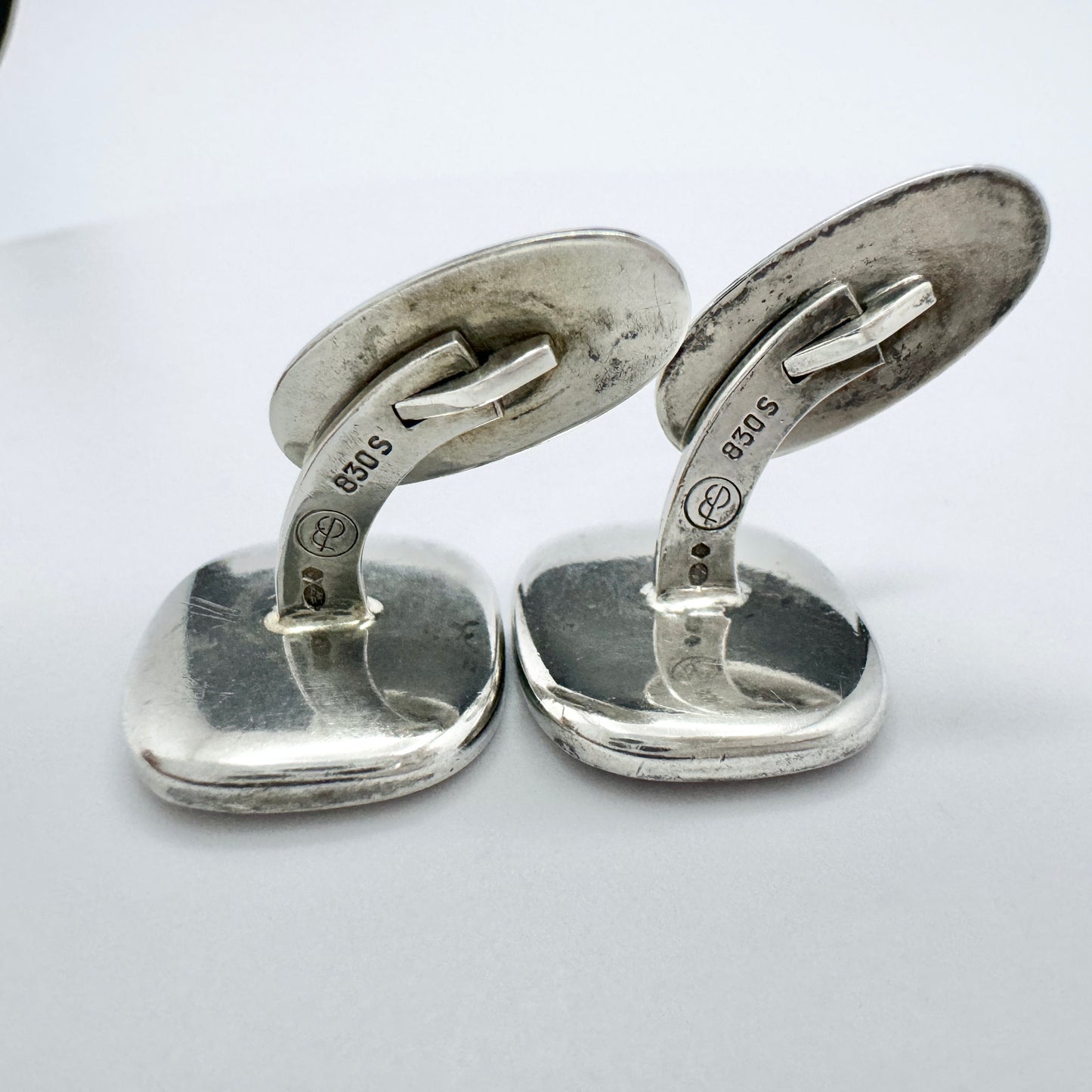 Franz Scheurle, Germany 1960s. Vintage Solid Silver Mother of Pearl Cufflinks.