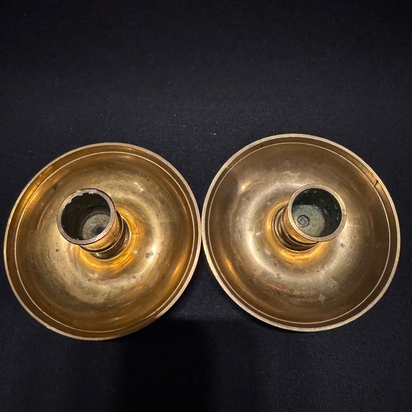 Antique ca 1900. Brass Travel Candle Holders.