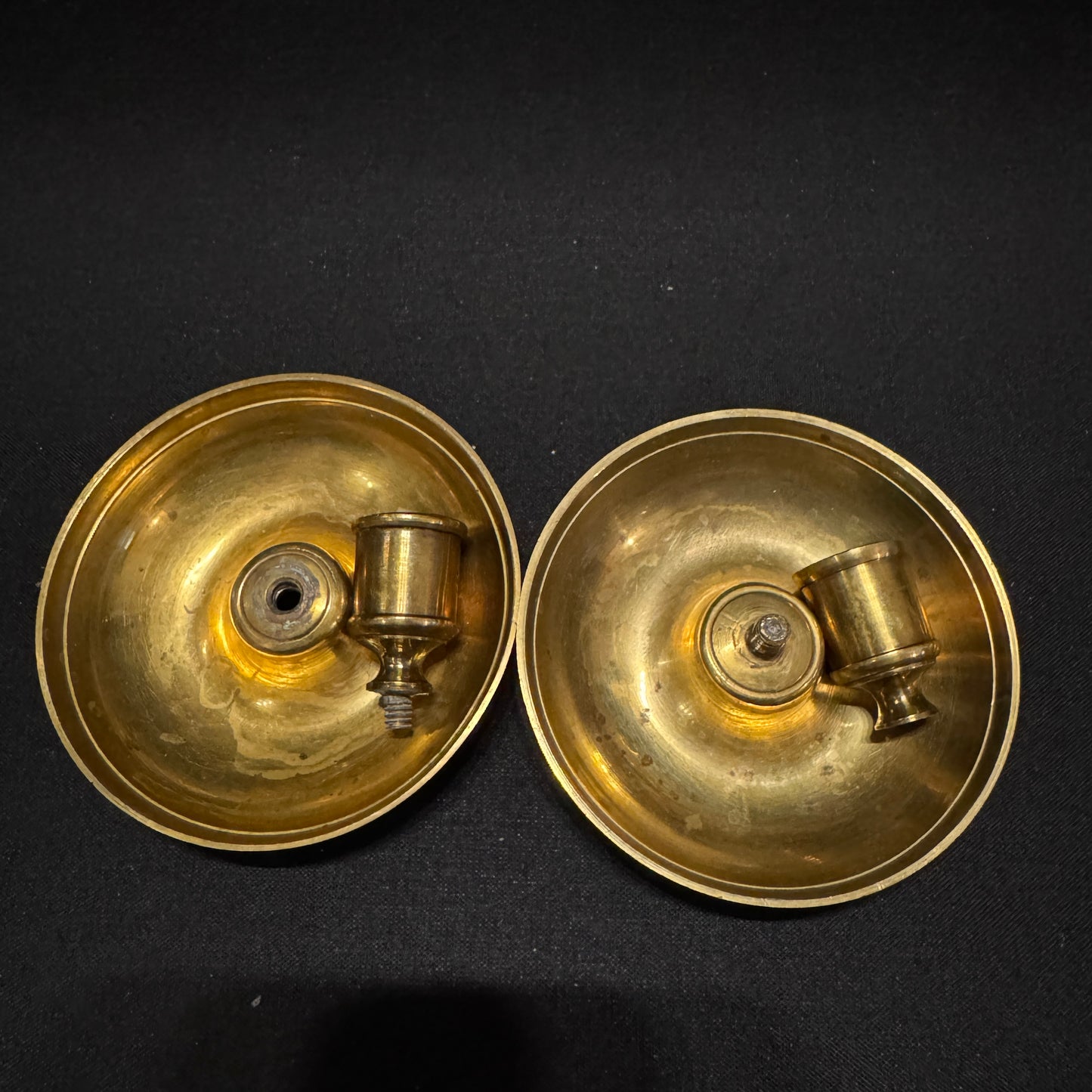 Antique ca 1900. Brass Travel Candle Holders.