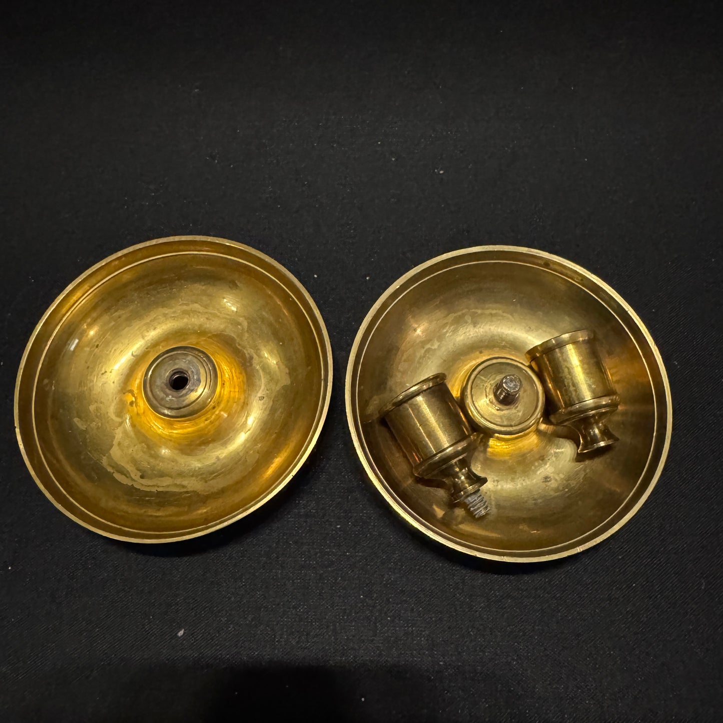 Antique ca 1900. Brass Travel Candle Holders.