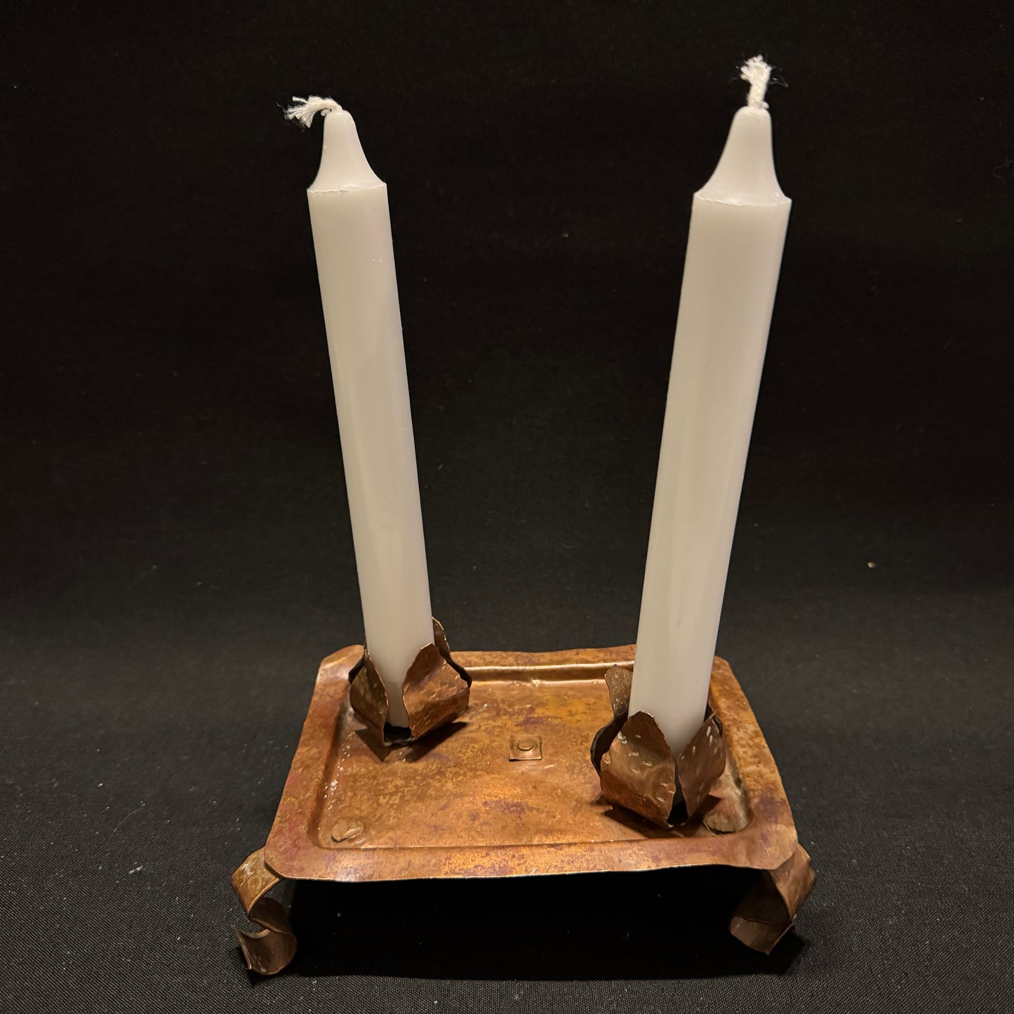 Antique 1800s Copper Folk Art Candle Holder. Probably Scandinavian.