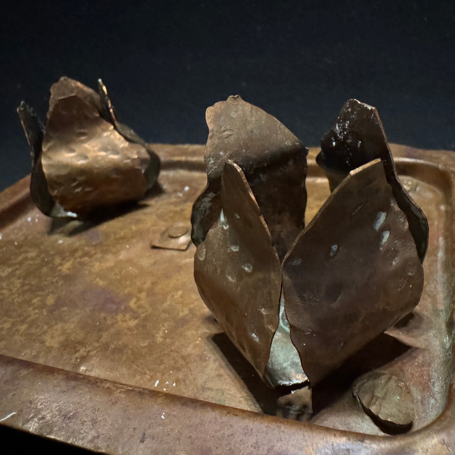 Antique 1800s Copper Folk Art Candle Holder. Probably Scandinavian.