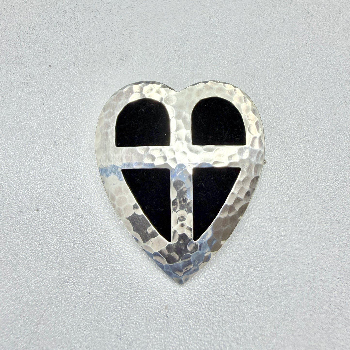 John Hoffner, Sweden 1967. Vintage Sterling Silver Heart Cross Brooch.
