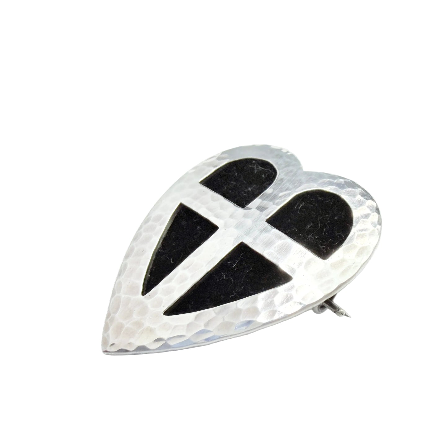 John Hoffner, Sweden 1967. Vintage Sterling Silver Heart Cross Brooch.