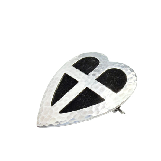 John Hoffner, Sweden 1967. Vintage Sterling Silver Heart Cross Brooch.