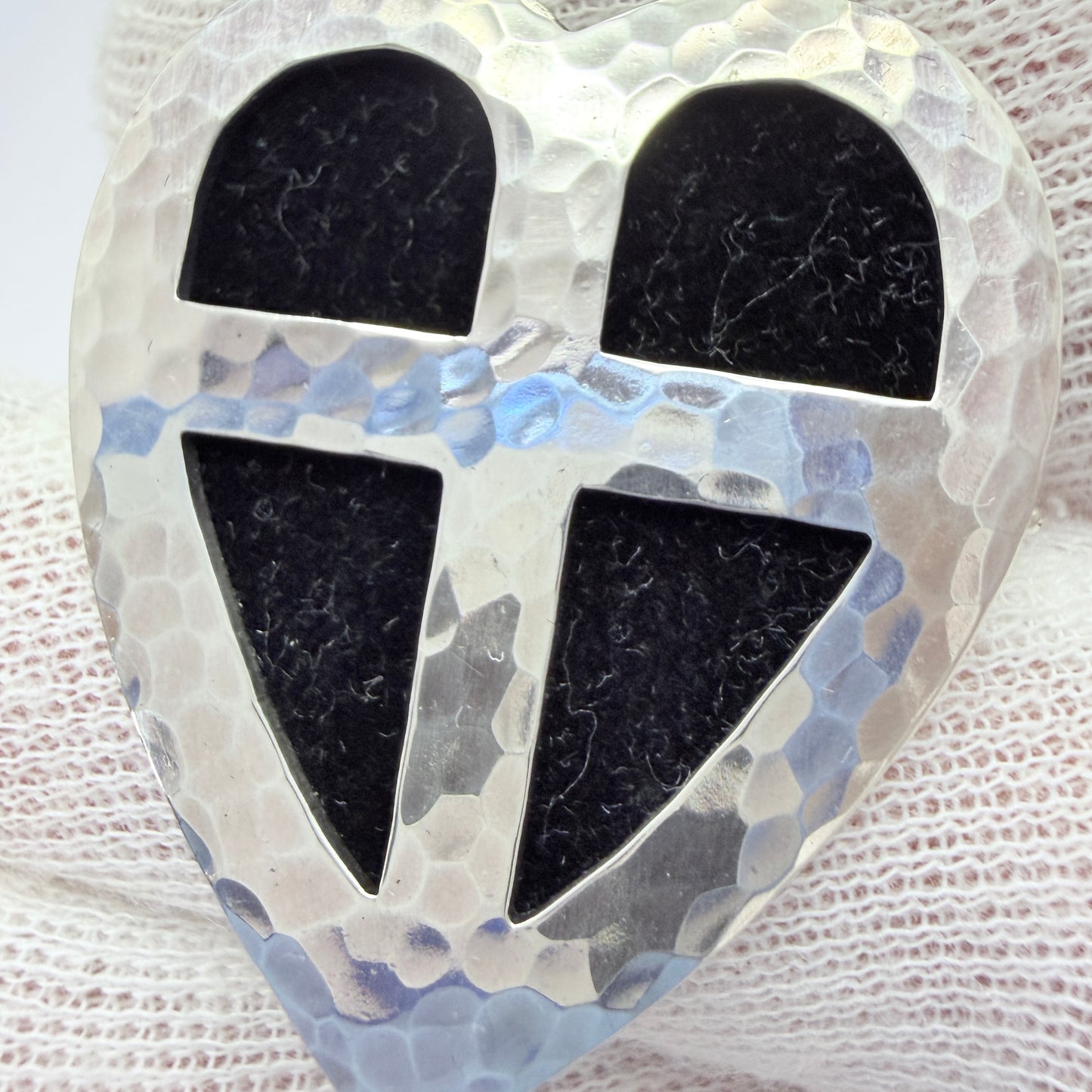 John Hoffner, Sweden 1967. Vintage Sterling Silver Heart Cross Brooch.