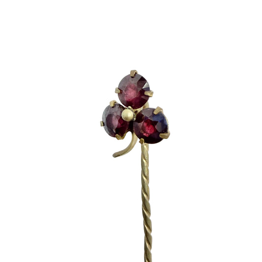 Antique Bohemian Garnet Gilt Metal Stick Pin Lapel Pin