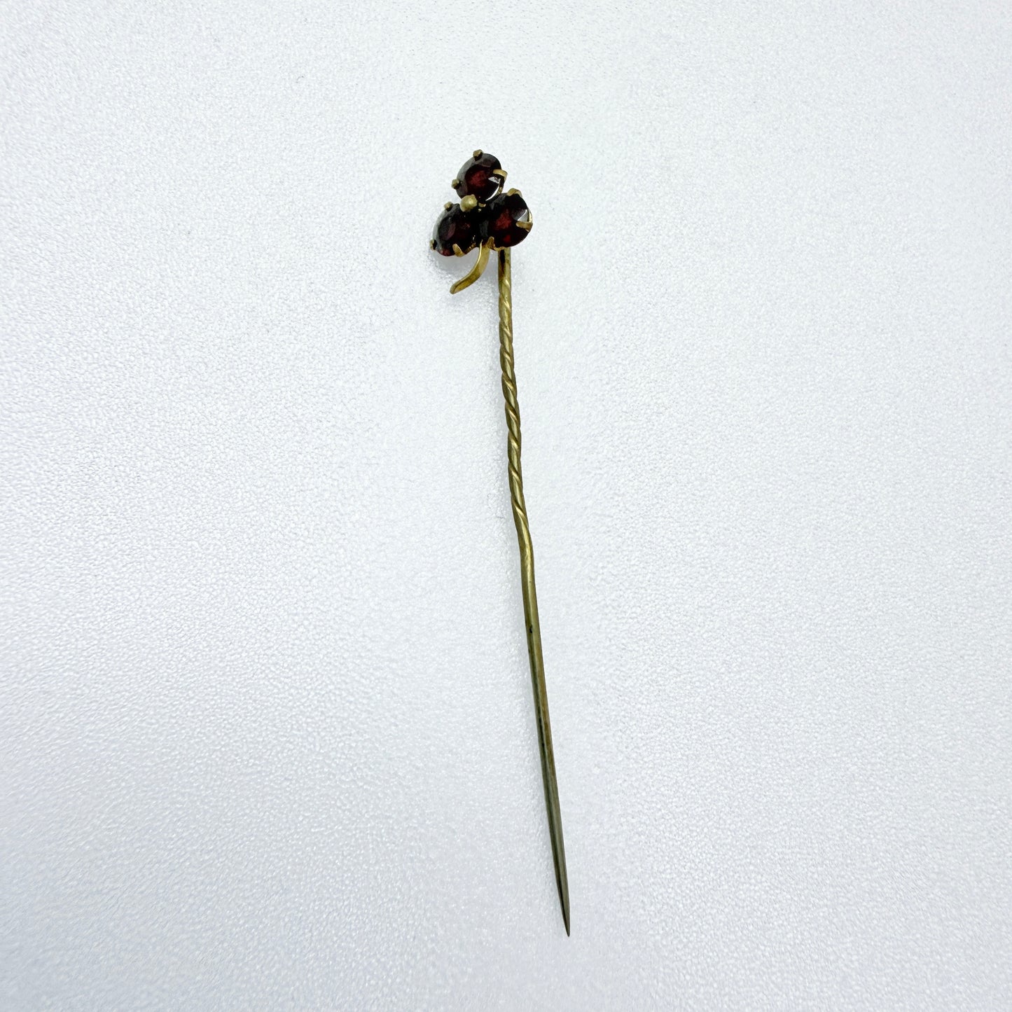 Antique Bohemian Garnet Gilt Metal Stick Pin Lapel Pin