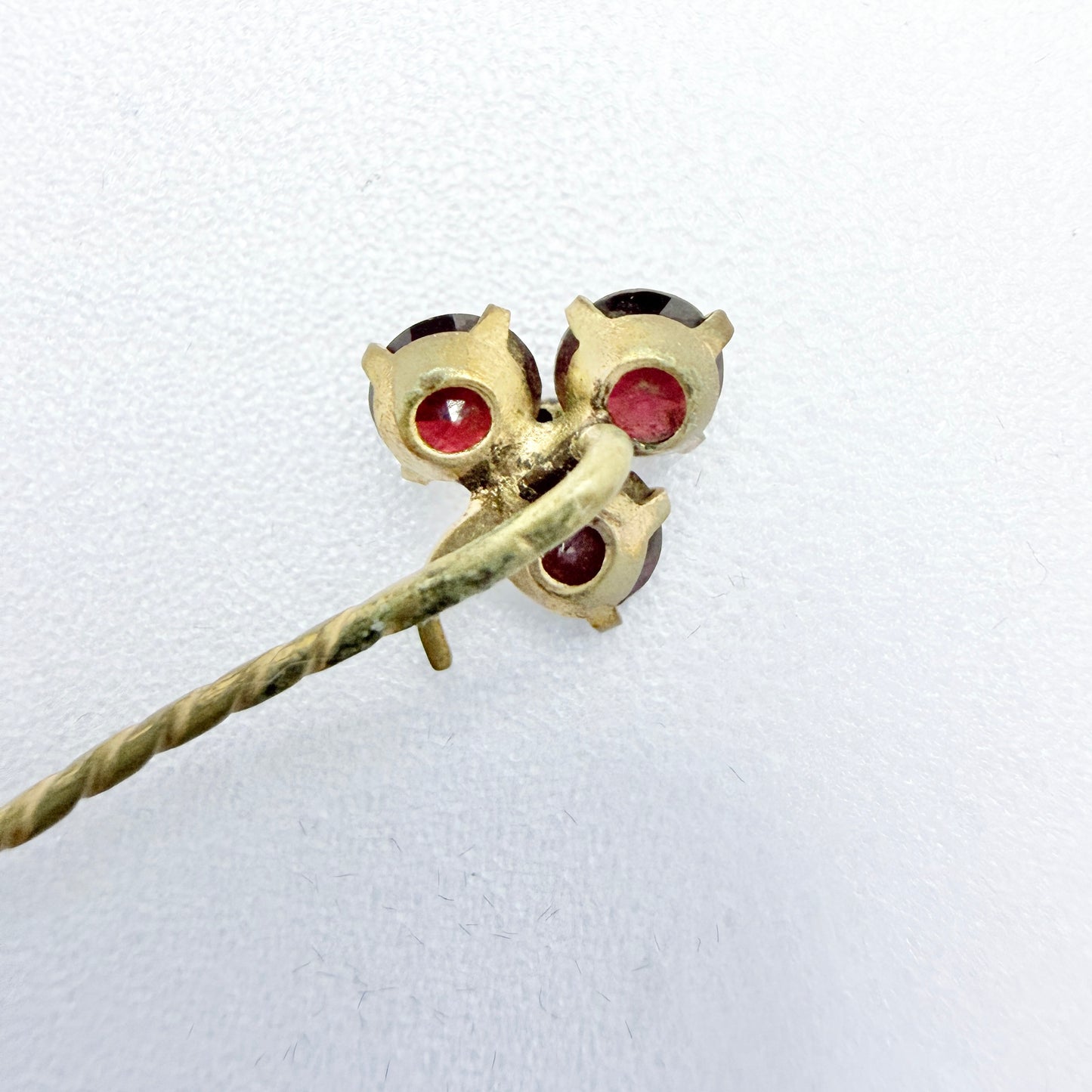 Antique Bohemian Garnet Gilt Metal Stick Pin Lapel Pin