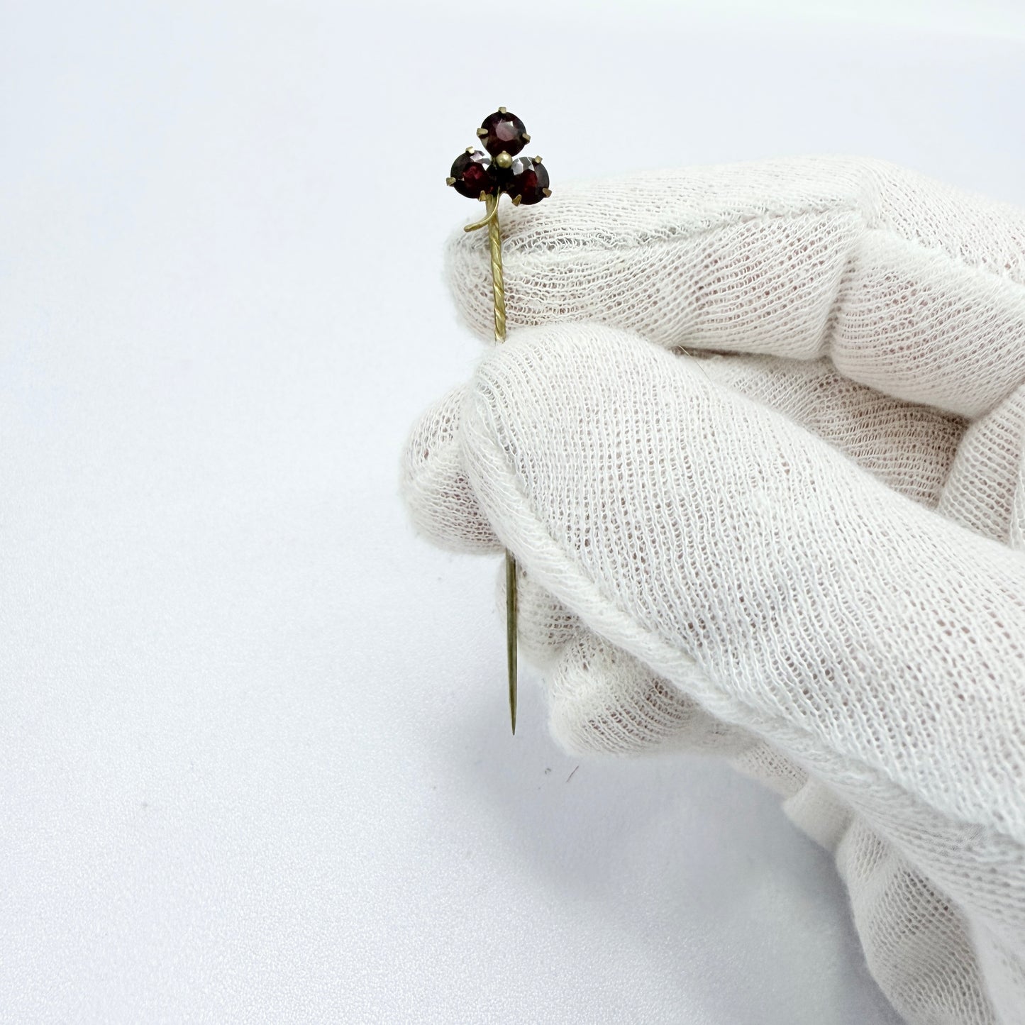 Antique Bohemian Garnet Gilt Metal Stick Pin Lapel Pin