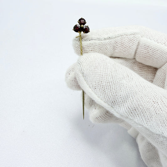 Antique Bohemian Garnet Gilt Metal Stick Pin Lapel Pin