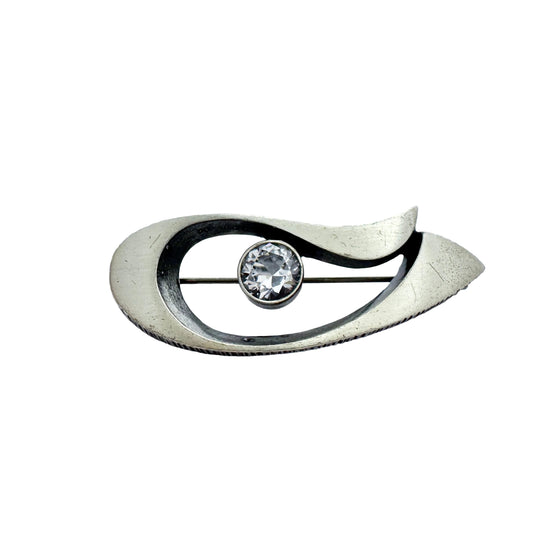 FinnFeelings, Finland. Vintage Sterling Silver Rock Crystal Brooch.