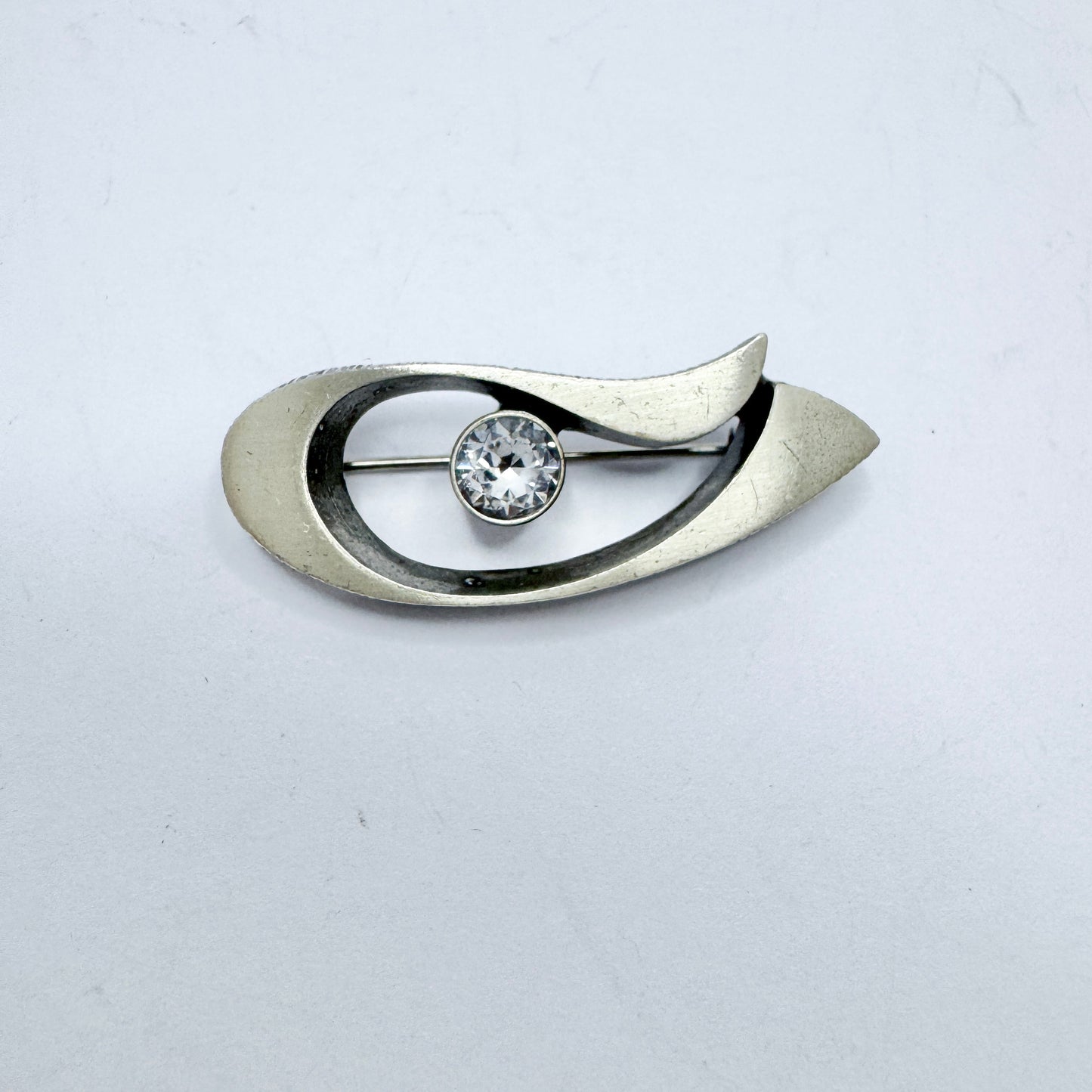 FinnFeelings, Finland. Vintage Sterling Silver Rock Crystal Brooch.
