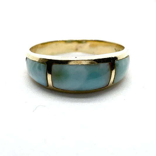 Vintage 14k Gold Larimar Ring.