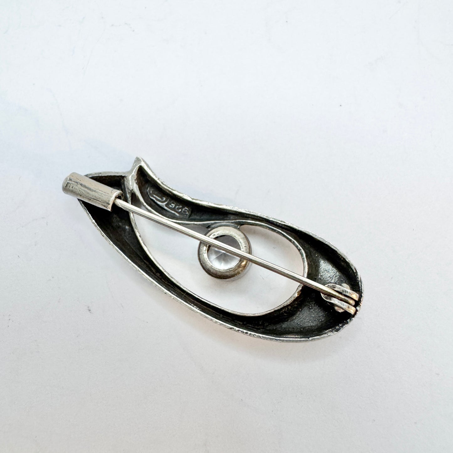 FinnFeelings, Finland. Vintage Sterling Silver Rock Crystal Brooch.