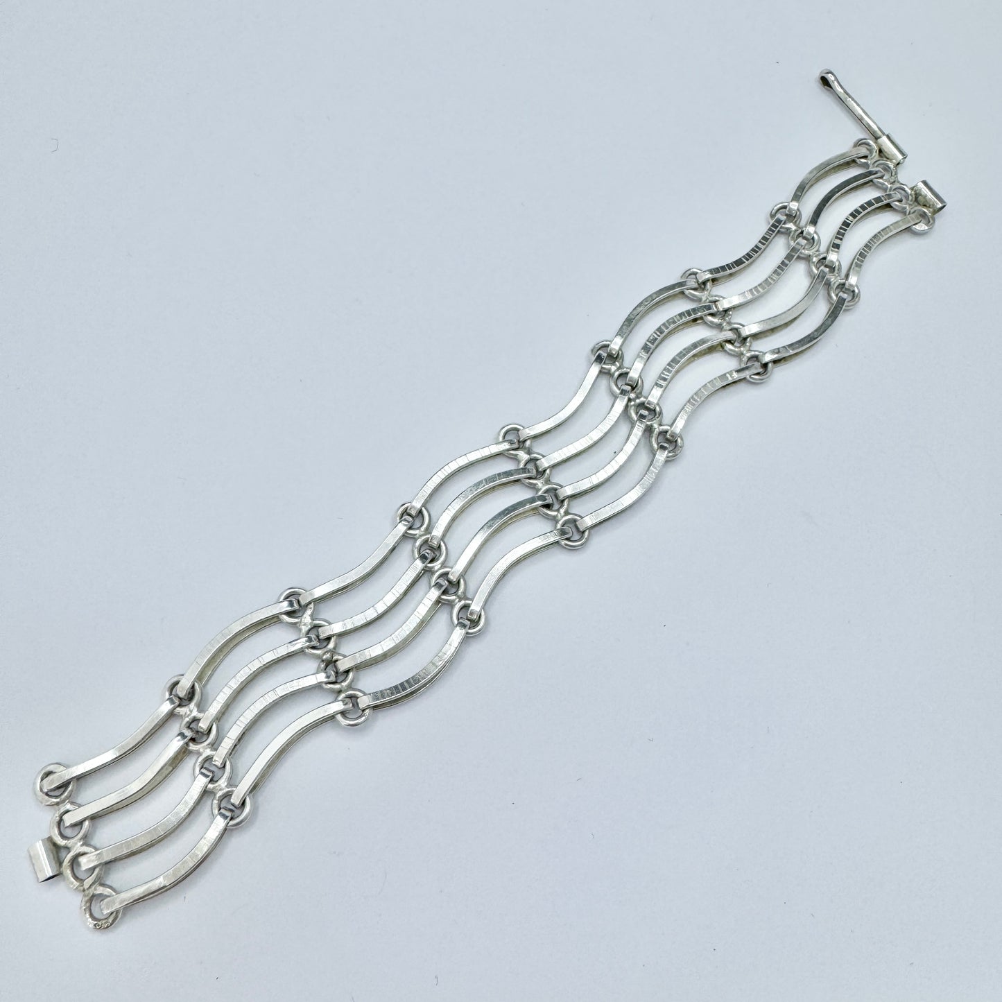 ORNO, Poland 1960s. Vintage Modernist Solid Silver Bracelet.