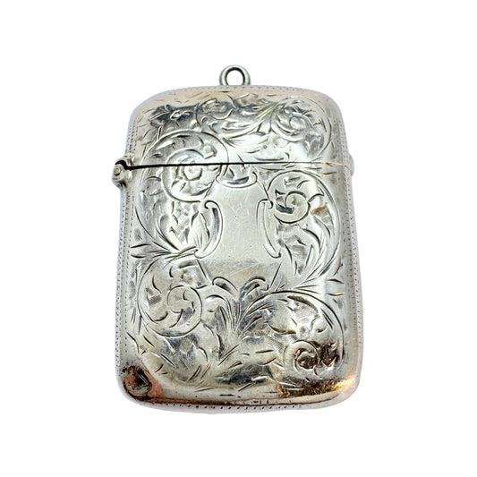 William Norris & Sons, Birmingham 1897. Antique Sterling Silver Vesta Case.
