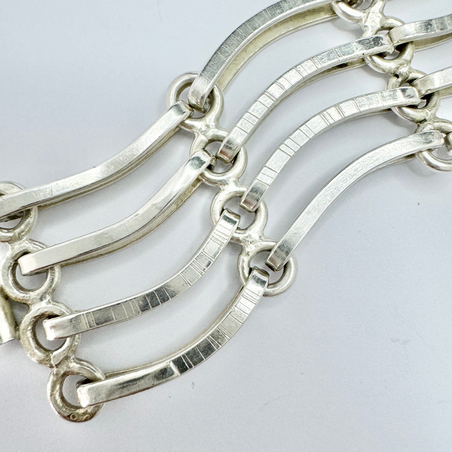 ORNO, Poland 1960s. Vintage Modernist Solid Silver Bracelet.