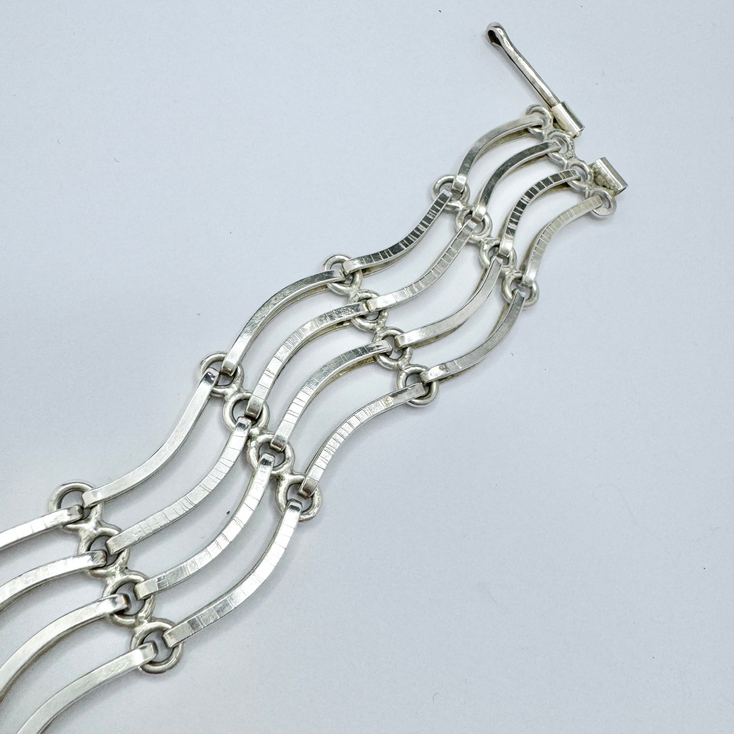 ORNO, Poland 1960s. Vintage Modernist Solid Silver Bracelet.