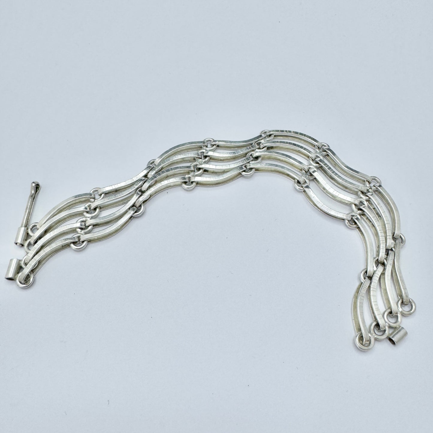 ORNO, Poland 1960s. Vintage Modernist Solid Silver Bracelet.