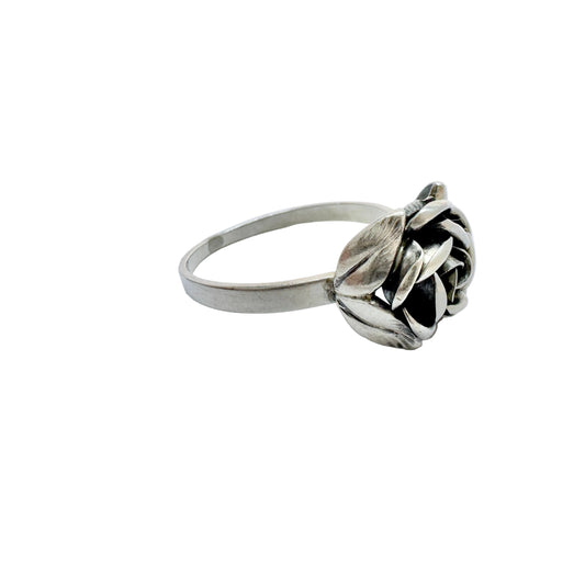 TeKa, Germany. Vintage c 1950s. Sterling Silver Large Size Flower Ring.