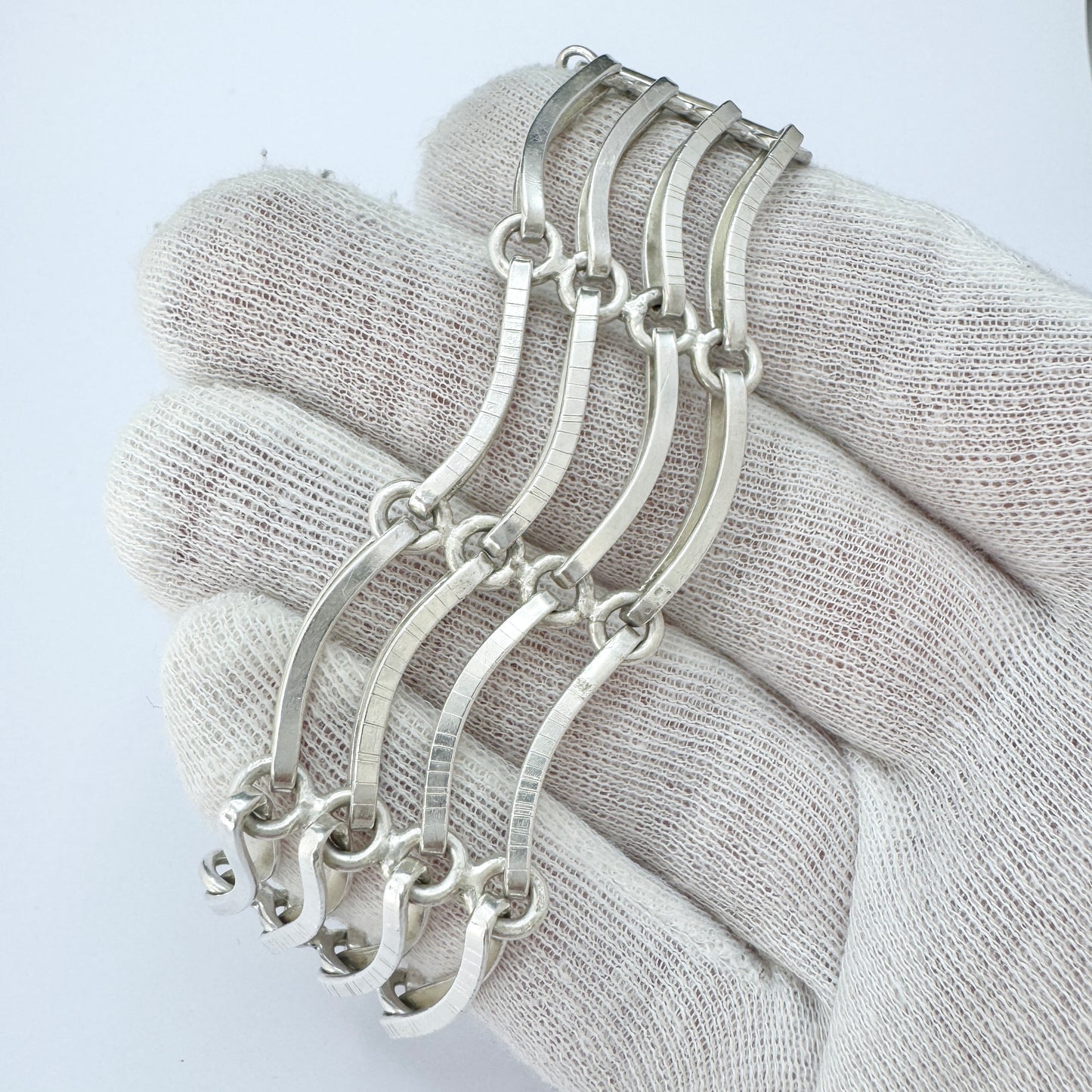 ORNO, Poland 1960s. Vintage Modernist Solid Silver Bracelet.