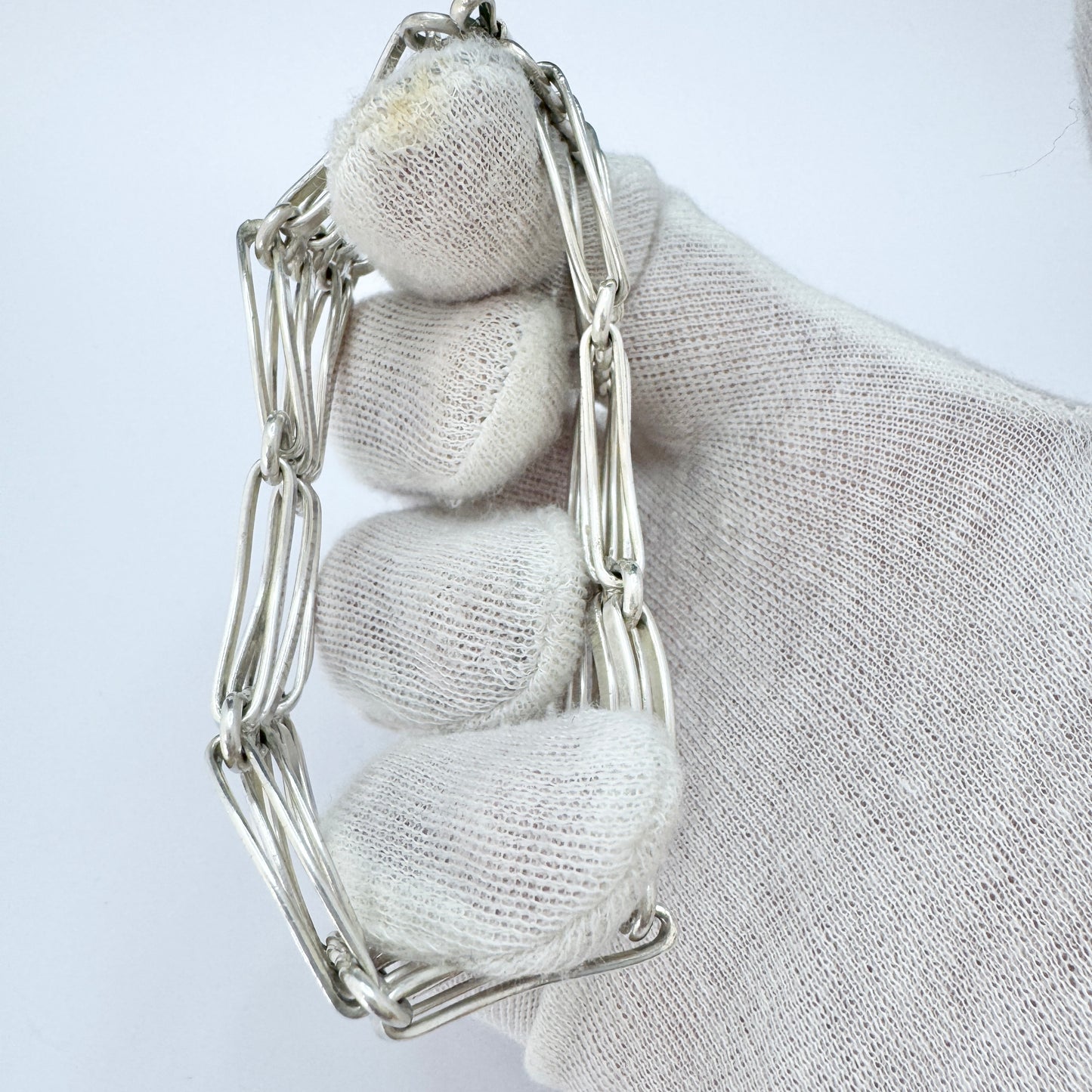 ORNO, Poland 1960s. Vintage Modernist Solid Silver Bracelet.