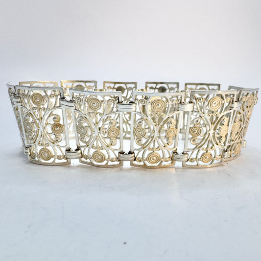 The Netherlands. Vintage Solid Silver Filigree Bracelet.