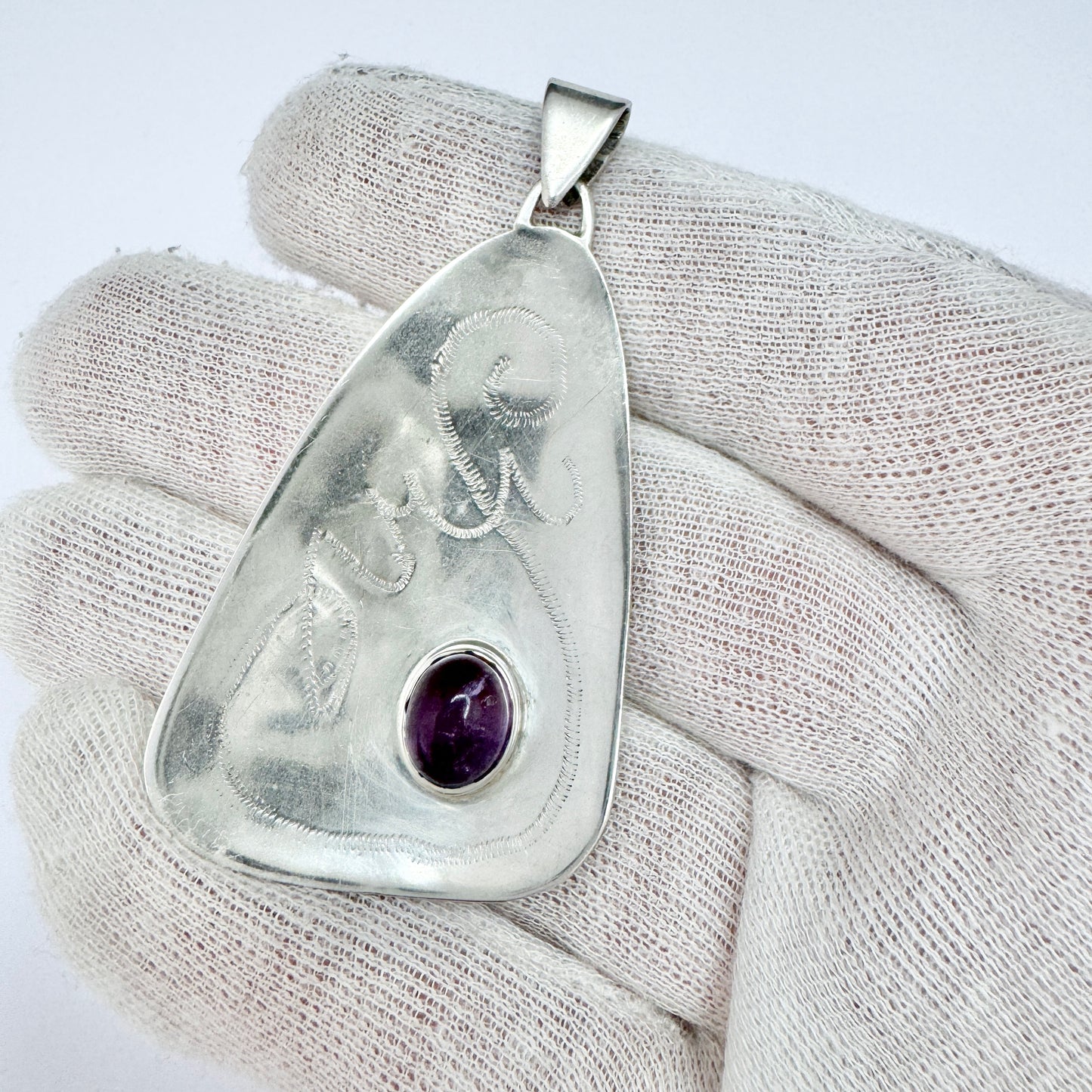 Stefans, Sweden 1965-72. Vintage Sterling Silver Amethyst Pendant.