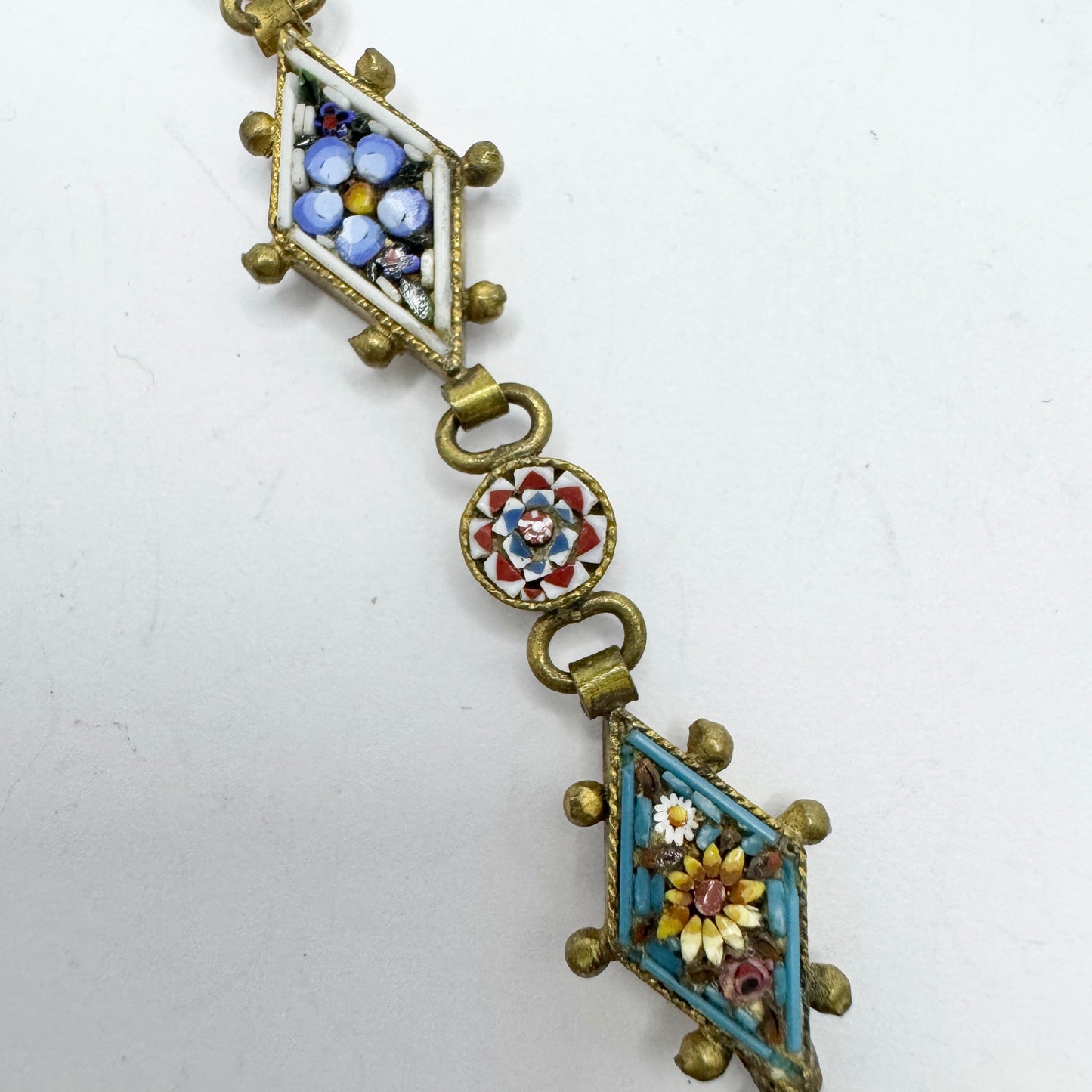 Italy early 1900s. Antique Micro Mosaic Lucky Clover Watch Fob.