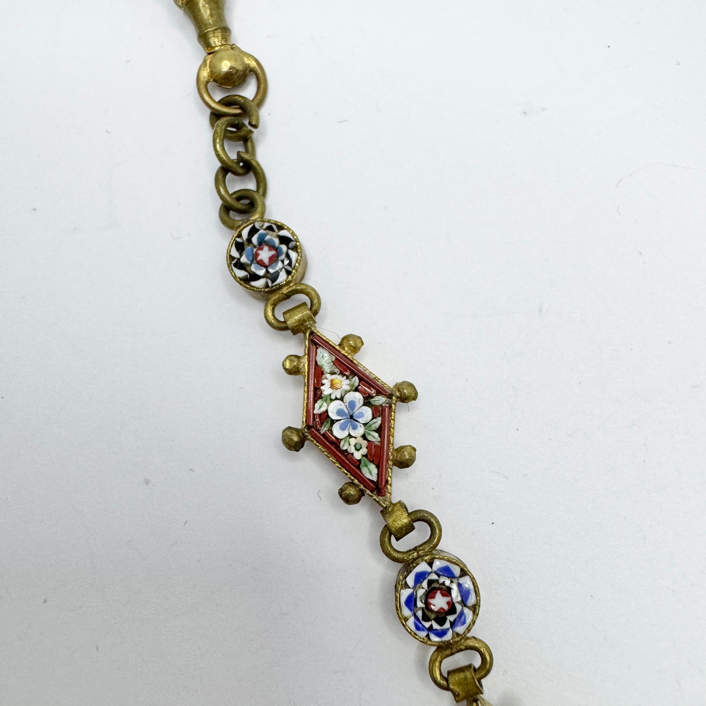 Italy early 1900s. Antique Micro Mosaic Lucky Clover Watch Fob.