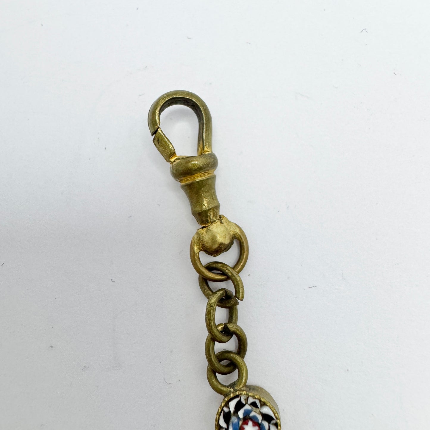 Italy early 1900s. Antique Micro Mosaic Lucky Clover Watch Fob.
