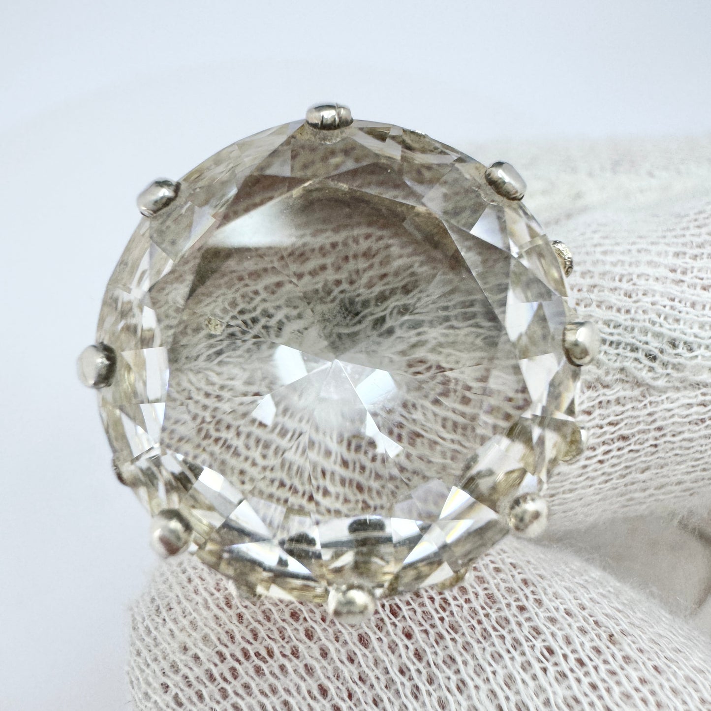 Öhrneus, Sweden 1977. Vintage Sterling Silver Rock Crystal Ring.