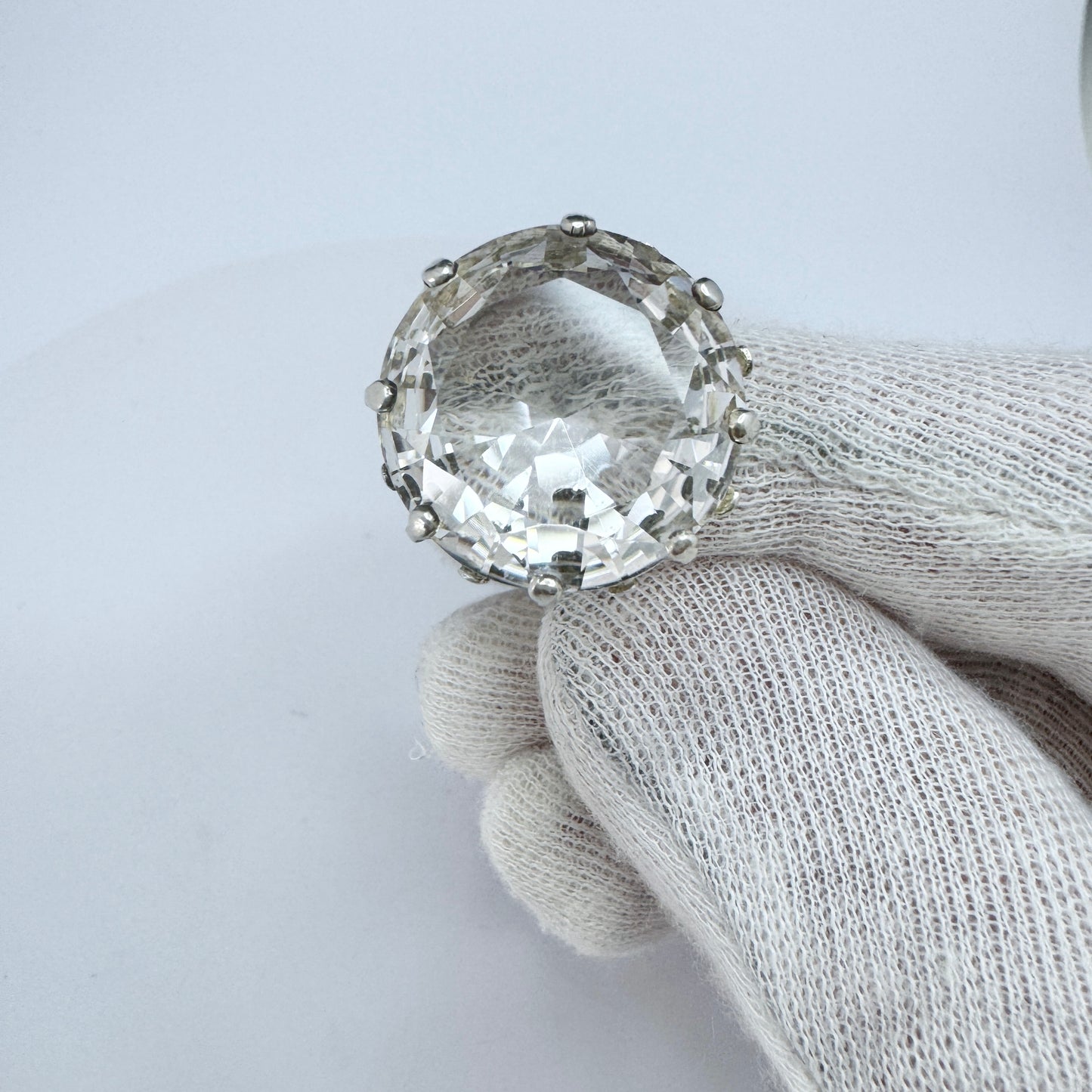 Öhrneus, Sweden 1977. Vintage Sterling Silver Rock Crystal Ring.